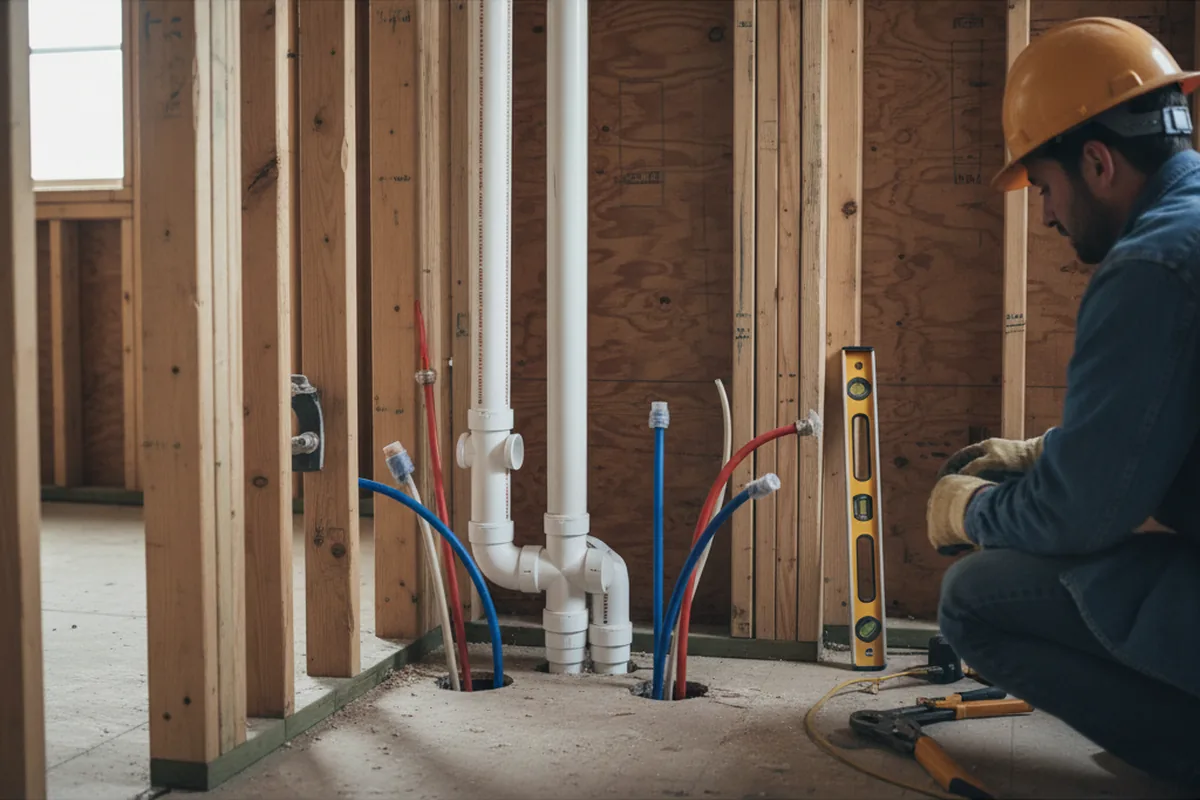 Drain and supply rough-in during Garbage Disposal Repair in Country Club Hills