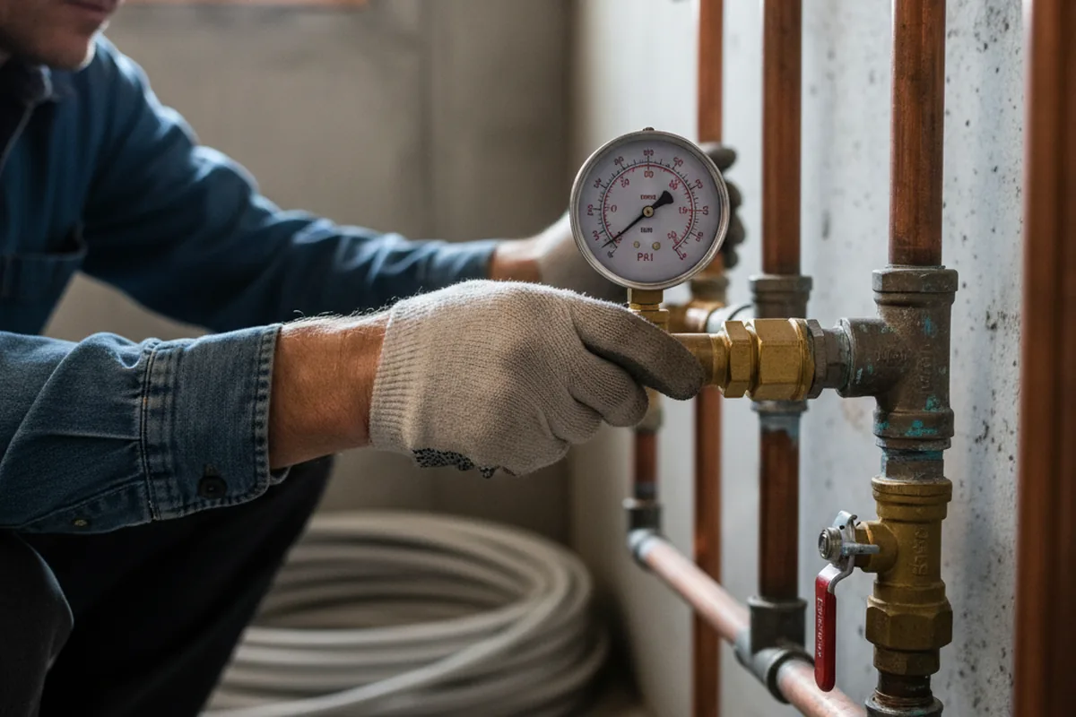 Pressure testing a repaired line during Water Line Repair in Country Club Hills
